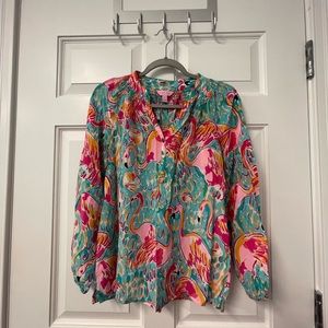 Excellent used condition Lilly Pulitzer womens size xs flamingo print Elsa top